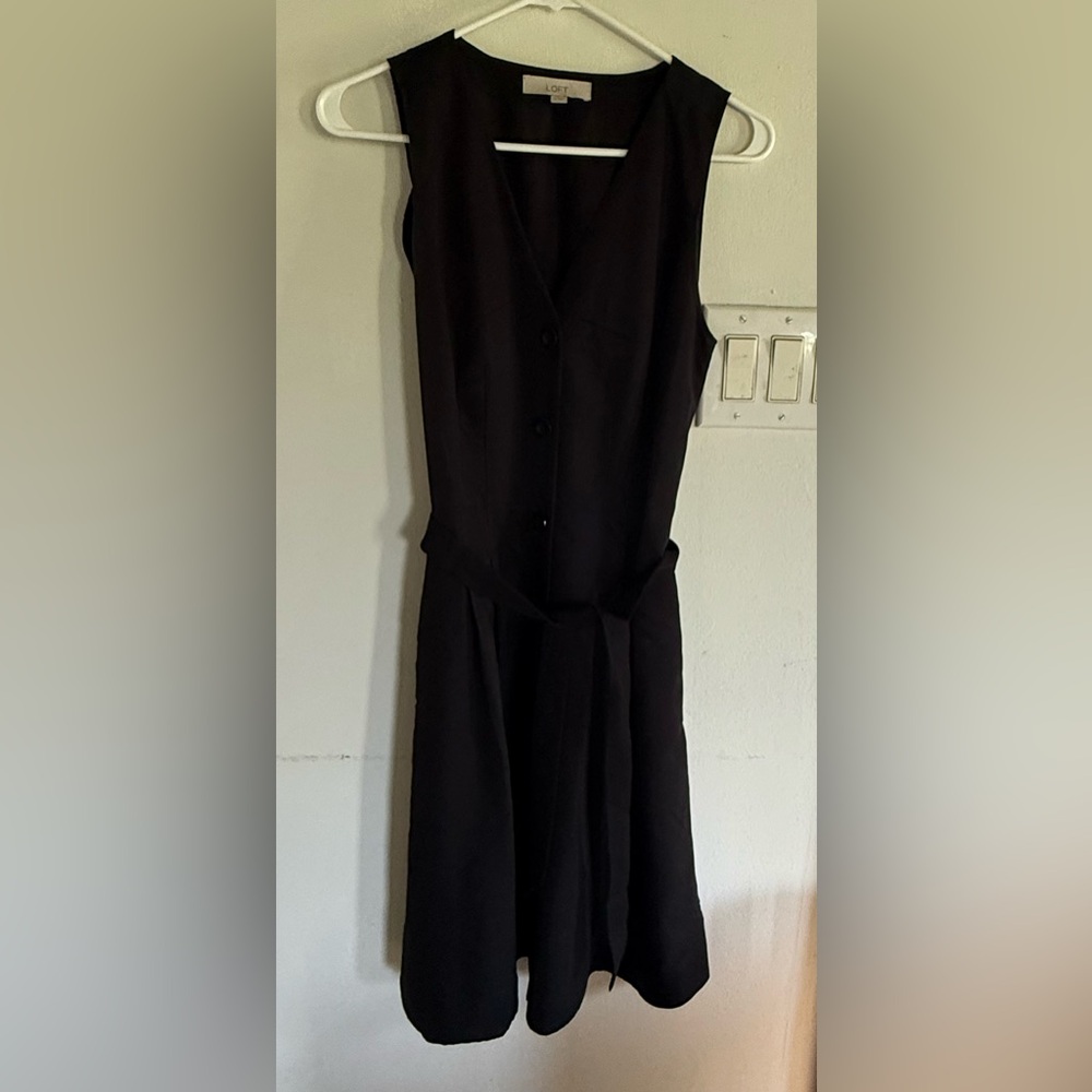 Ann Taylor Loft Black Sleeveless Button Down Dress Women's 4 - Picture 9 of 9